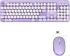 Wireless Turkish Keyboard with Color Keys+Mouse Set Compatible - Purple