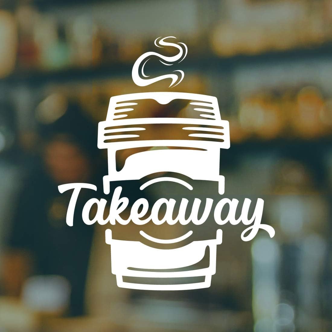 Wall4stickers White Coffee Cup Takeaway Sign Window Vinyl Sticker Door Art Kitchen Bar Restaurant Take Away Shop Office Cafe Decor Vintage Plaque Poster Coffee Wall Signs Stickers Lettering Menu Graphic Sticker (Normal)