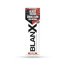 BlanX, Dentifricio Black Volcano, Dentifricio Sbiancante Extra White, Fino a 3 Gradi di Bianco in Più, Con Licheni Islandici, Cenere e Lava Vulcanica 100% Naturali, Aroma Extra Fresco, 75ml