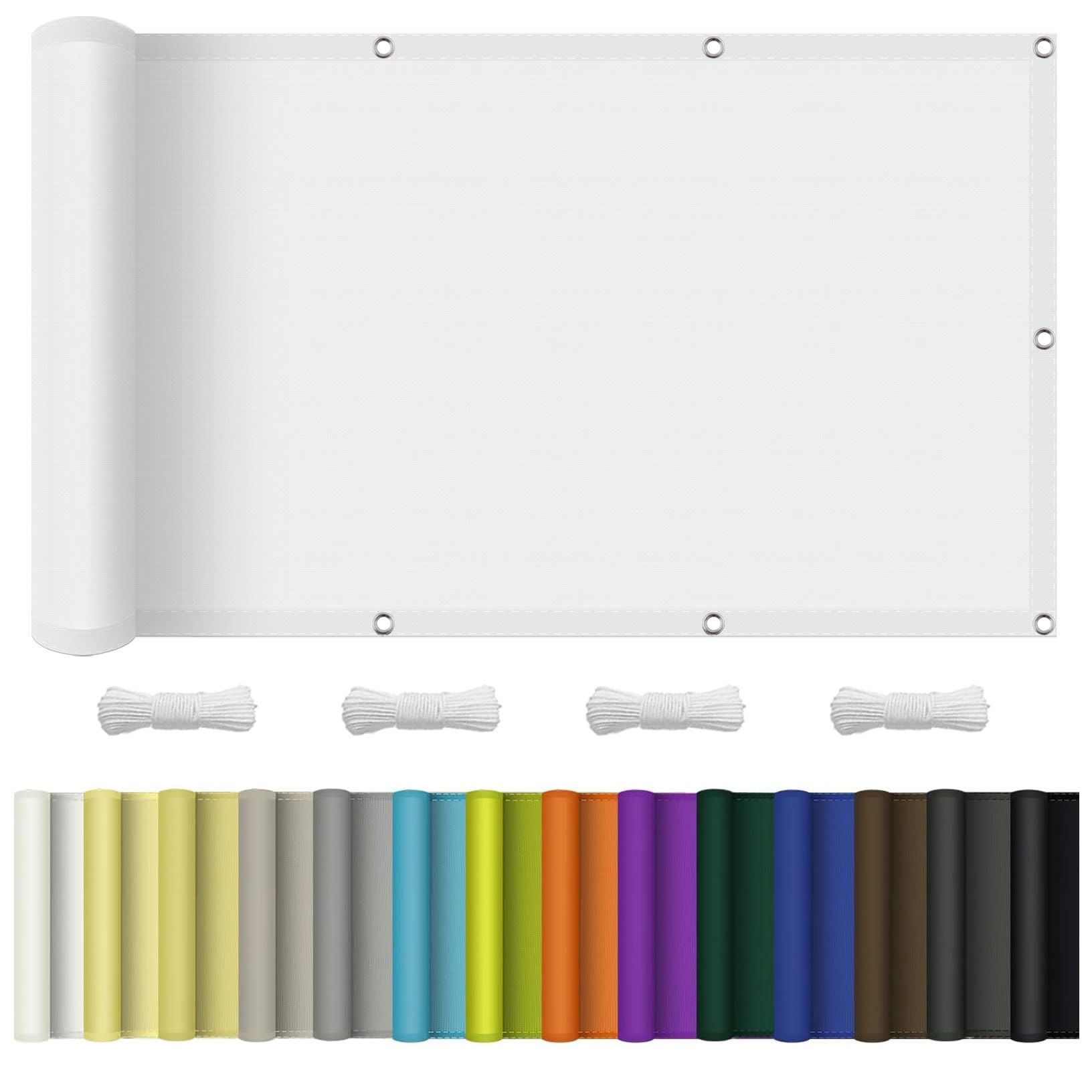 Voile d'ombrage rectangulaire 150x725 cm blanc imperméable pour balcon et jardin