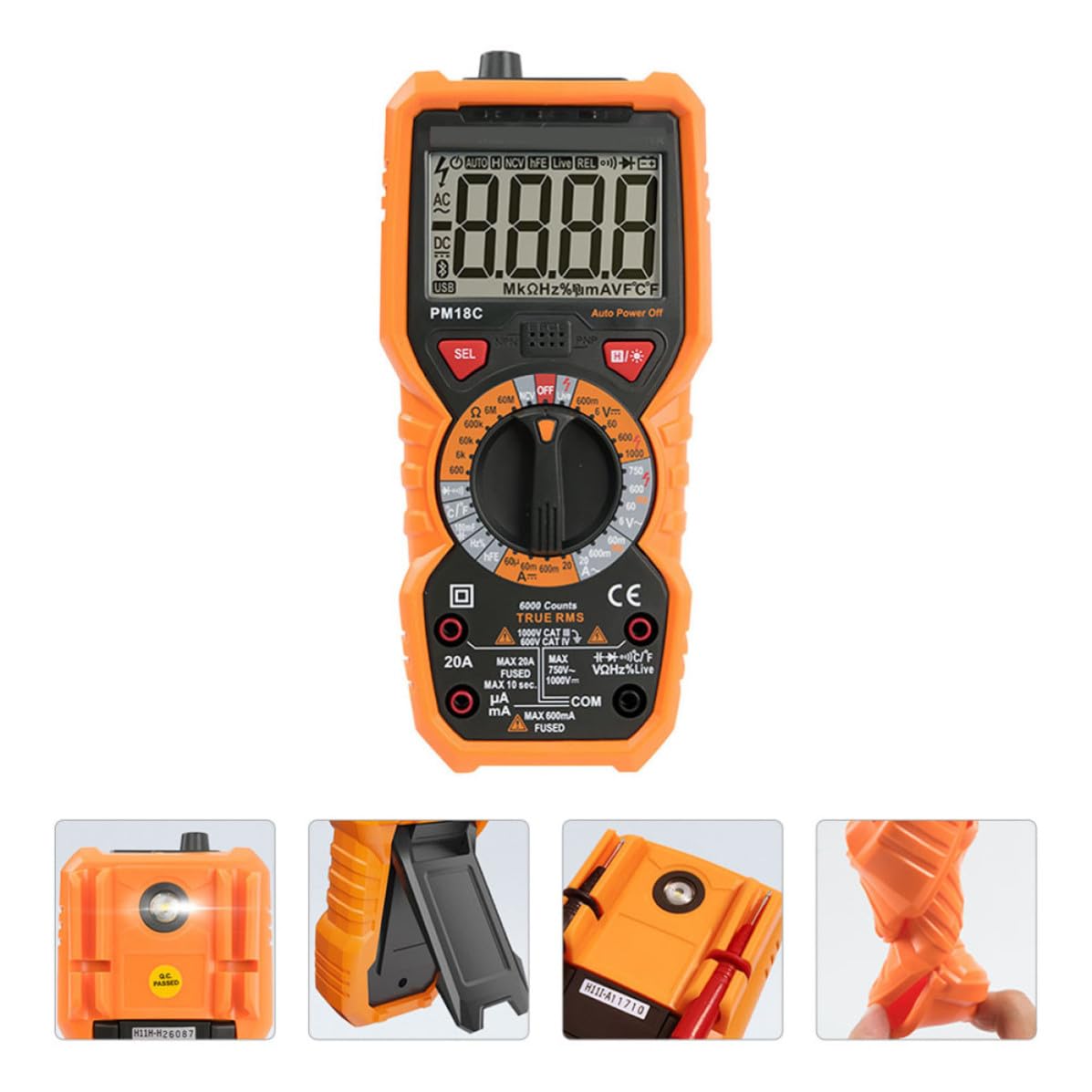 COHEALI Multimetro Digitale Portatile ad Alta Precisione Funzione Auto Multitester, Strumento di Misura Handheld Pratico e Sicuro in Materiale Abs e Pvc
