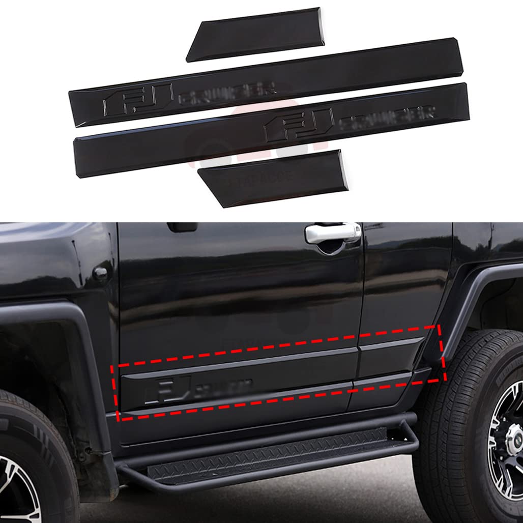 FTAPACCE 4PCS Side Door Sill Molding Trim Cover Bar Plate Fits for FJ Cruiser 2007-2016 Black ABS Plastic