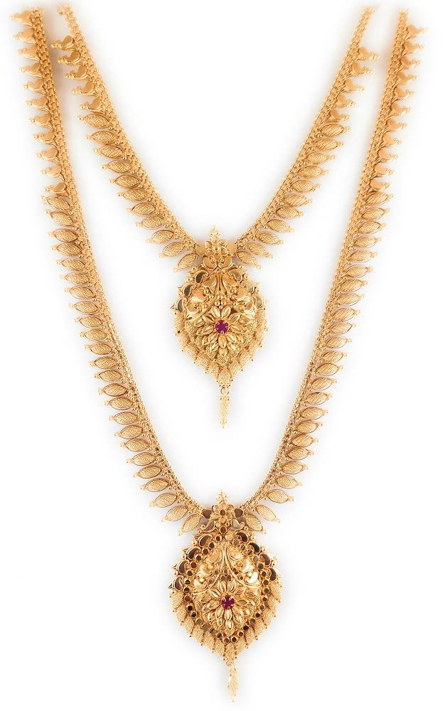 CUTE GOLD One Gram Micro Gold Plated Traditional South Indian Fashion Jewellery Stylish Ruby Emrald Stone Long Haram Set for Women & Girls (B0BQW9SRVZ) Amazon Price History, Amazon Price Tracker