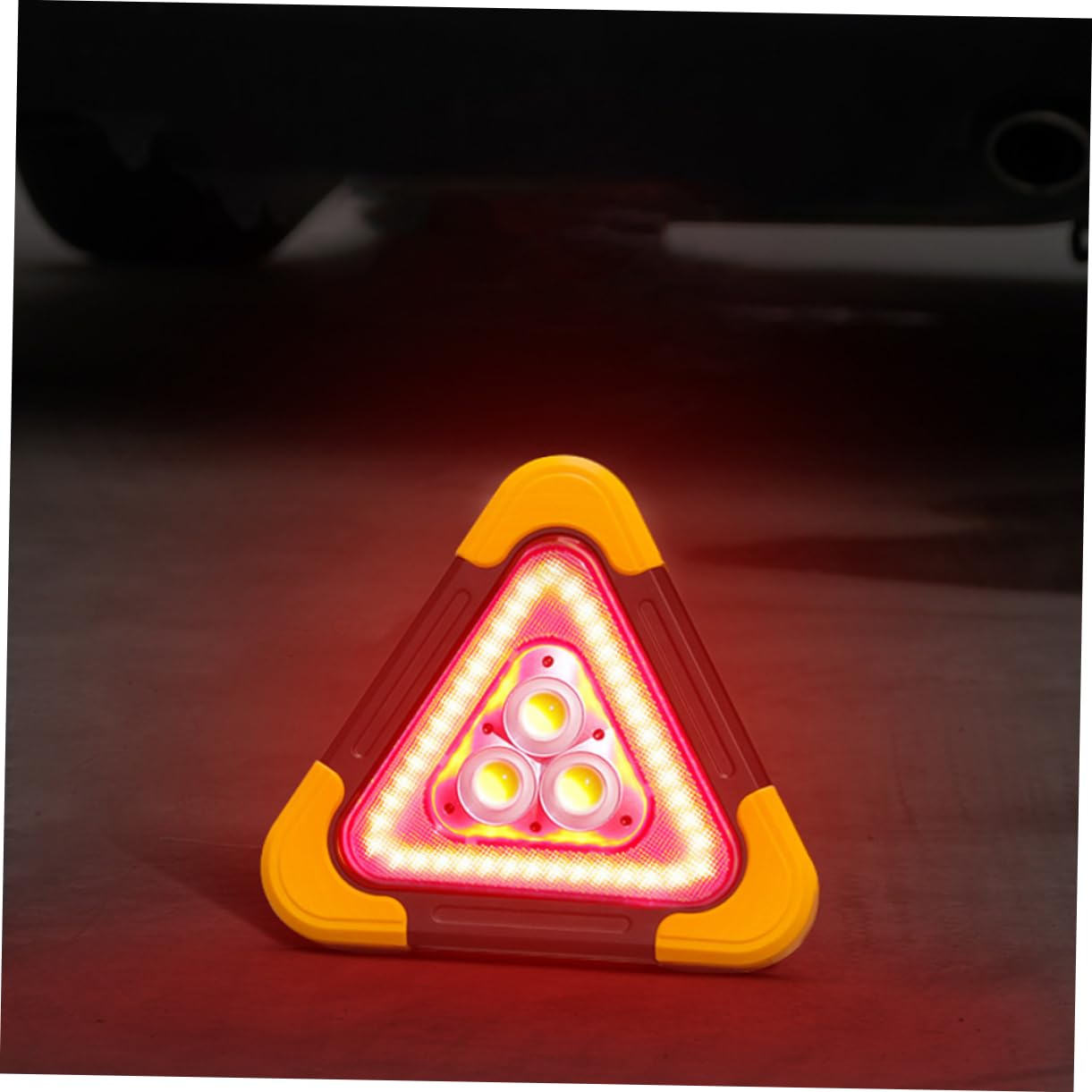 Triángulo de Advertencia para Coche Luces LED y Señal Reflectante | Diseño Triangular Estable, Abs Luz Led, Uso en Emergencia y Trabajo Vial
