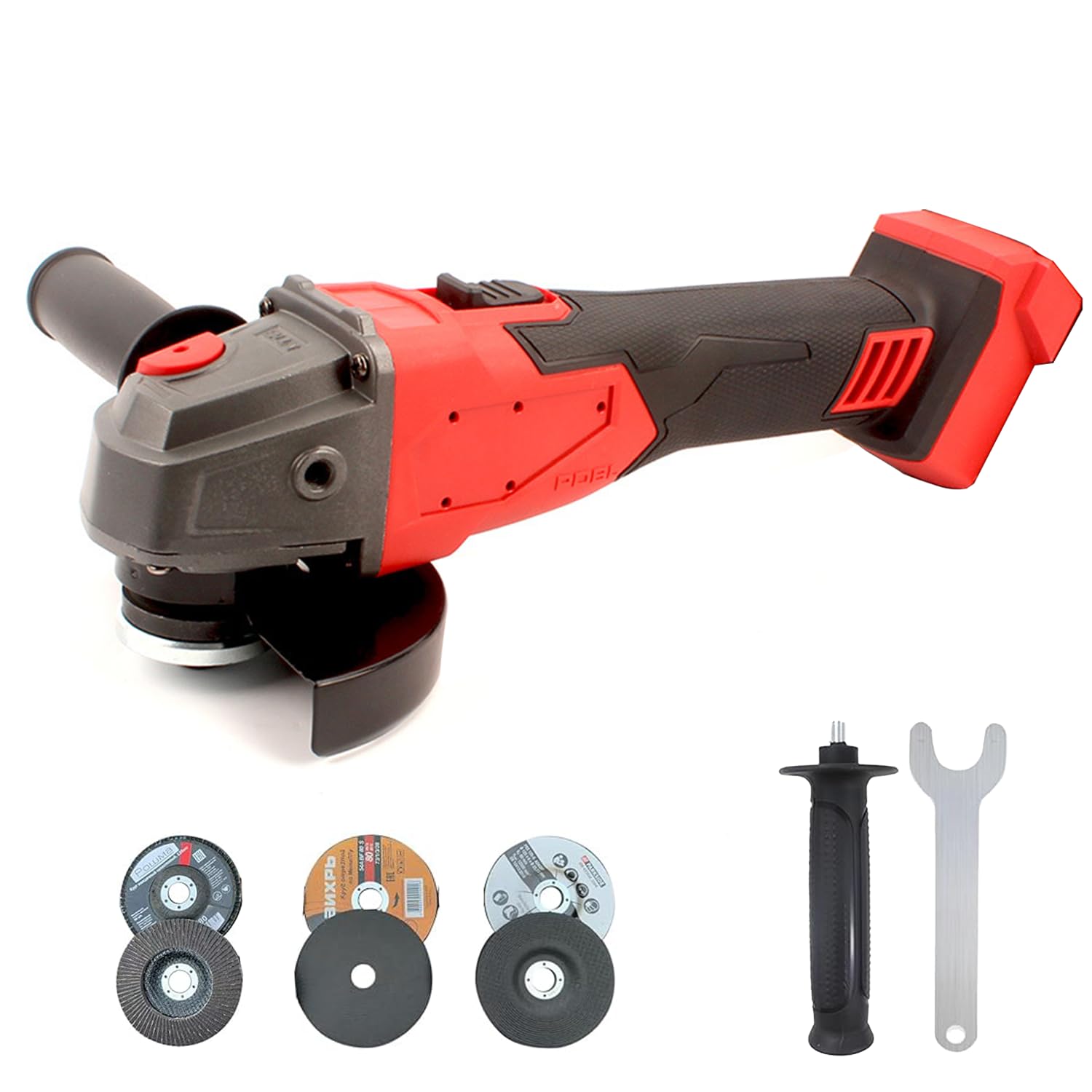 Angle Grinder with Battery Compatible with Milwaukee 18V Angle Mill 125mm Brushless Sharpening Tool 800W 12000RPM Angle Grinder with 6 Disc for Cutting, Sanding