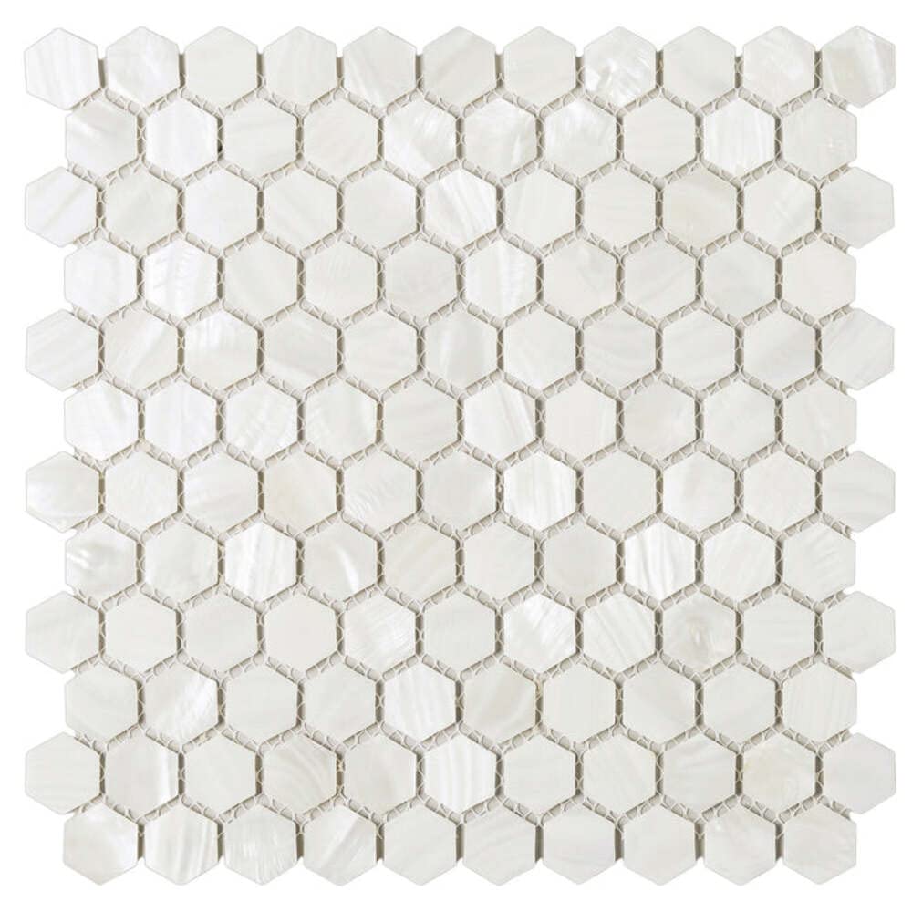 Natural Seashell Mother of Pearl Hexagon Mosaic Tile for Kitchen Backsplashes, Bathroom Walls, Spas, Pools (5 Sheets/case)