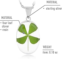 Vista 4 de TAMI Collar de plata con flor prensada (4 Leaf Clover)