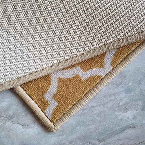 Image of Matz&More Anti Slip Multipurpose Floor Mat, 40x60cm, for Door, Entrance, Bathroom, Bedroom, Kitchen, Office, Trellis Yellow Beige