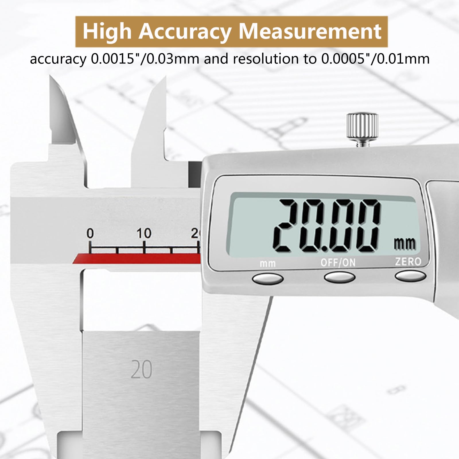 Pie de Rey Digital con Pantalla LCD,Calibre Digital Electrónica de Acero Inoxidable,Profesional Electrónico Vernier Caliper para Mediciones Externas,Internas,Profundidad y Paso,200mm/8"
