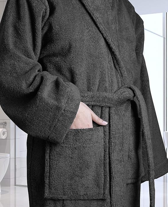 Pristine Linen Unisex Robe With Hooded Collar 100% Cotton Terry Bathrobe for Women & Men2
