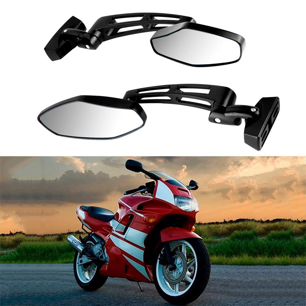 Moto Rétroviseur de Guidon,2Pcs 7/8" 22mm Alliage d'Alu um Miroirs Latéraux Hawkeye Noir Réglable Modifié Moto Rétroviseurs Latéraux Pour 250500 ZX7 ZX9 ZX10 ZX10 ZX12