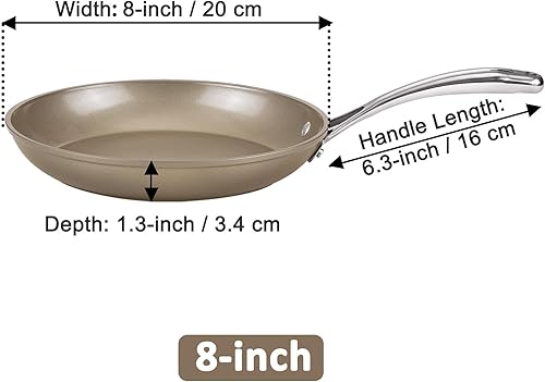 Miniatura 2 de Cooks Standard Sartén antiadherente de cerámica anodizada dura, de 8 pulgadas, sartén clásica para tortilla de huevos con mango de acero inoxidable,