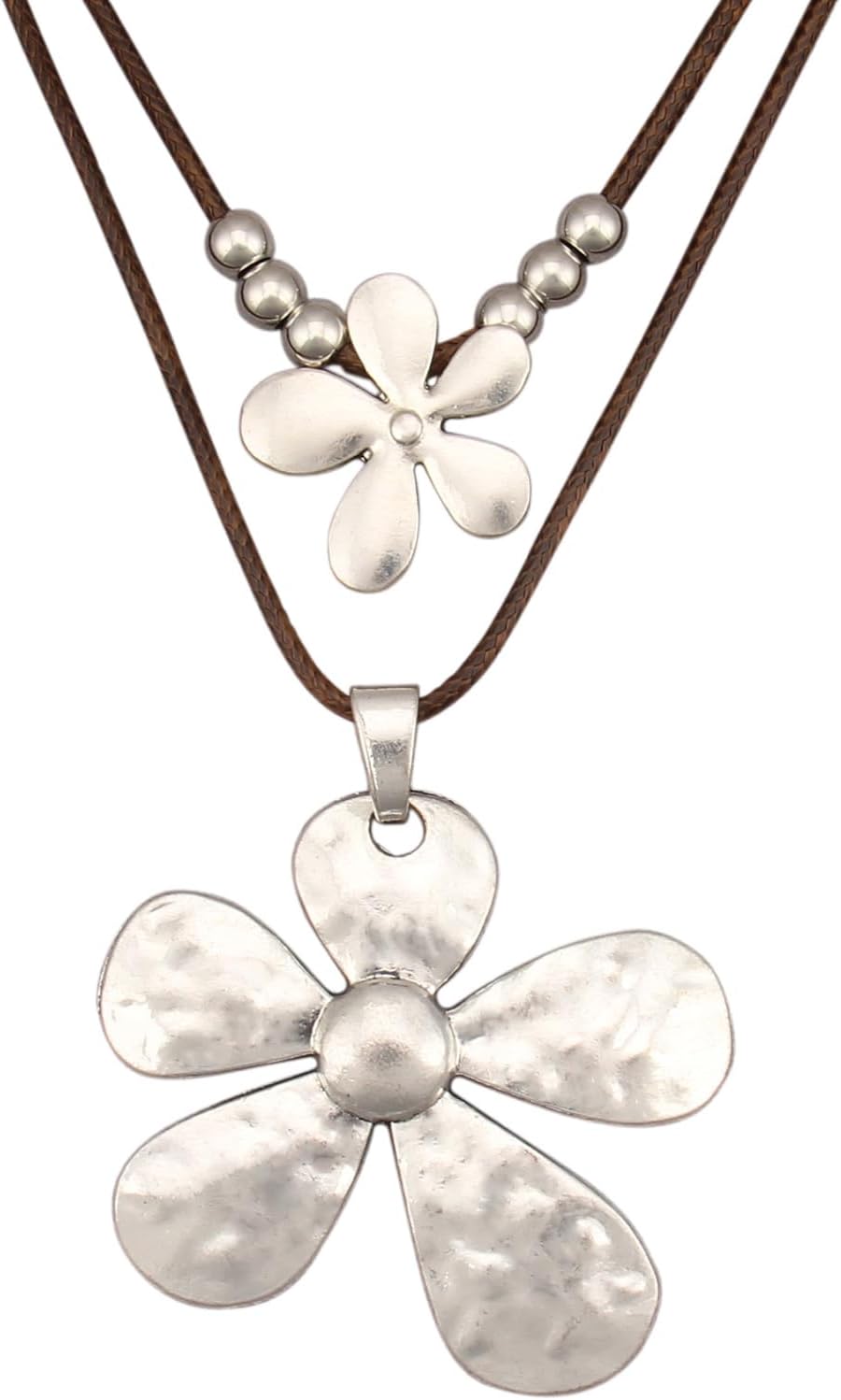 Boho Necklace for Women Adjustable Silicone Rope with Gold Beaded Pendant Chunky Handmade Vintage Jewelry