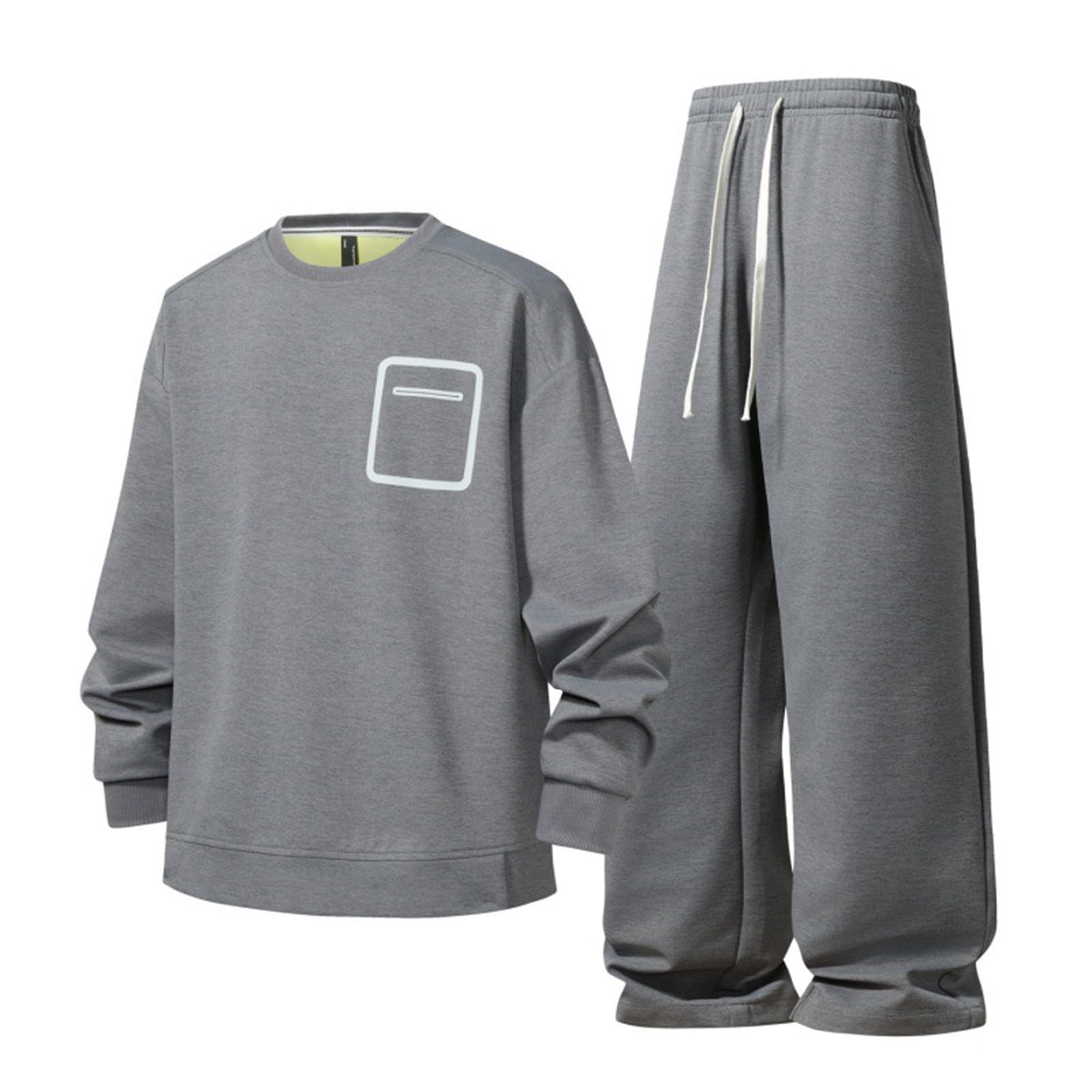 Trainingsanzug Herren Jogginganzug Sport Sweatshirt Und Jogginghose Set ohne Kapuze Sportanzug 2 Teiliges Atmungsaktiv Freizeitanzug Einfarbig Jogging Anzug Tracksuit Leichtes Laufanzug