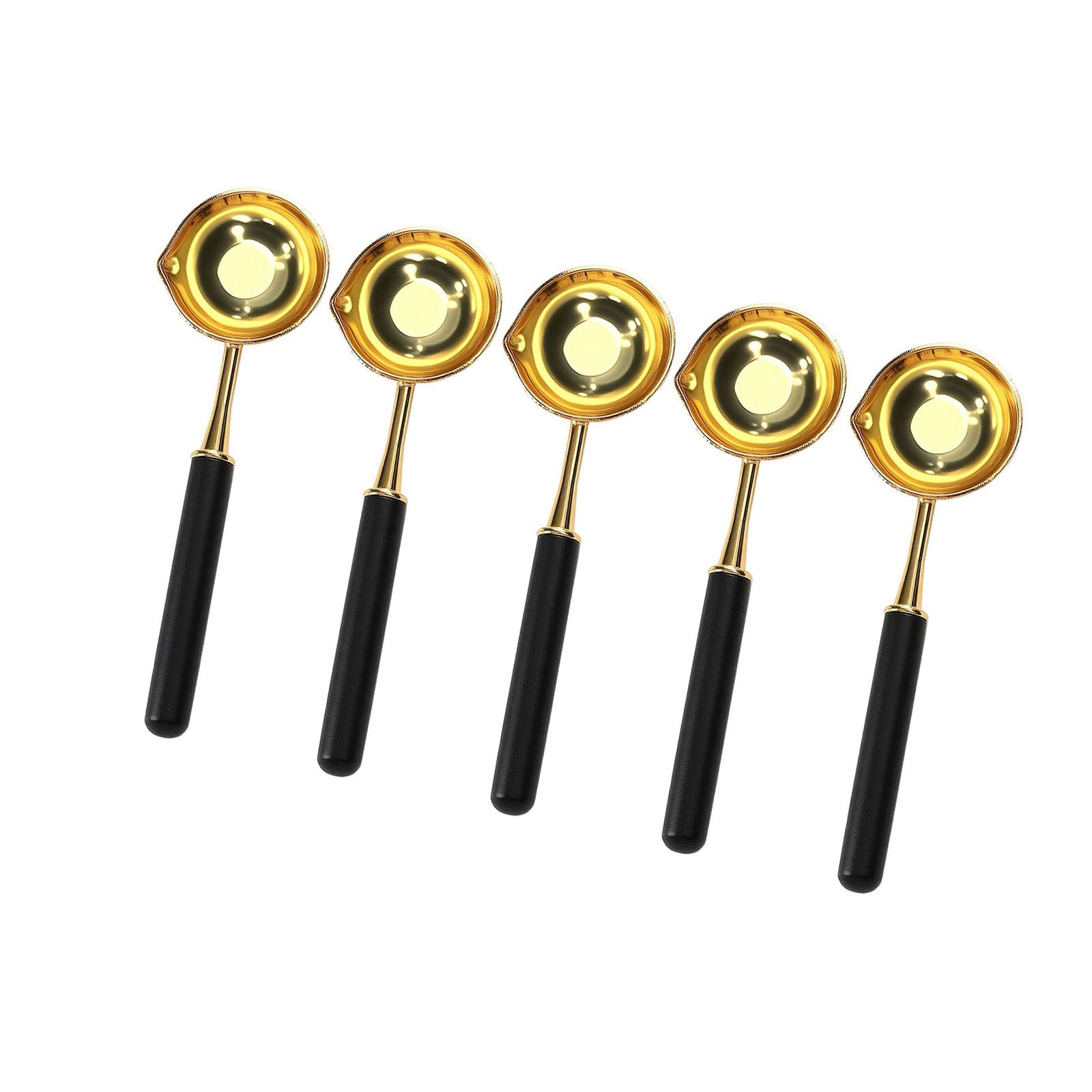 TFAOYS 5 Pcs Waxed Seal Spoon with Wood Handel Metal Sealing Spoon Melting for Envelope Letter Art Craft Decorations Waxed Sealing Melting with Wood Handel