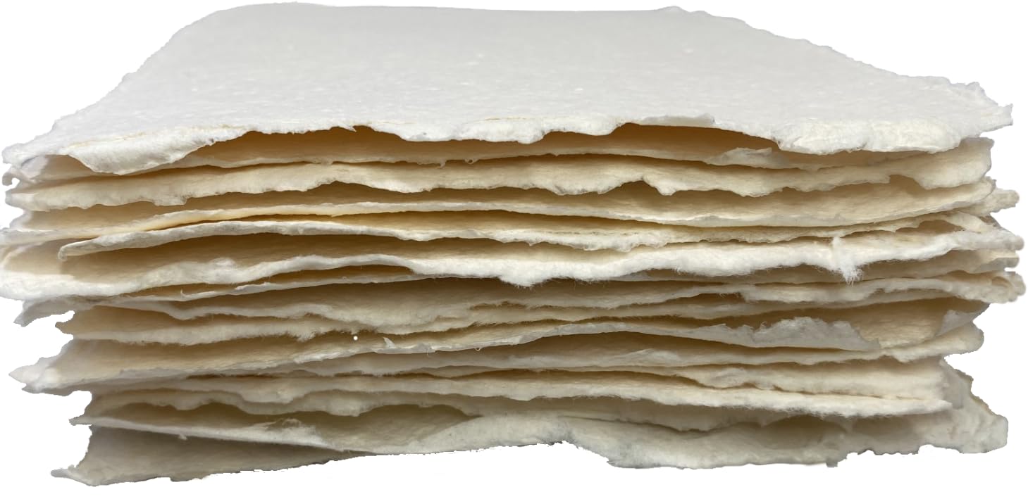 Wanderings Papier Aquarelle Épais Fait Main Avec Bords Frangés -28x43 cm- 500GSM, Papier Texturé Ivoire Premium Pressé à Froid Pour Techniques Mixtes, Fabriqué en Coton Recyclé - 15 Feuilles Détachées
