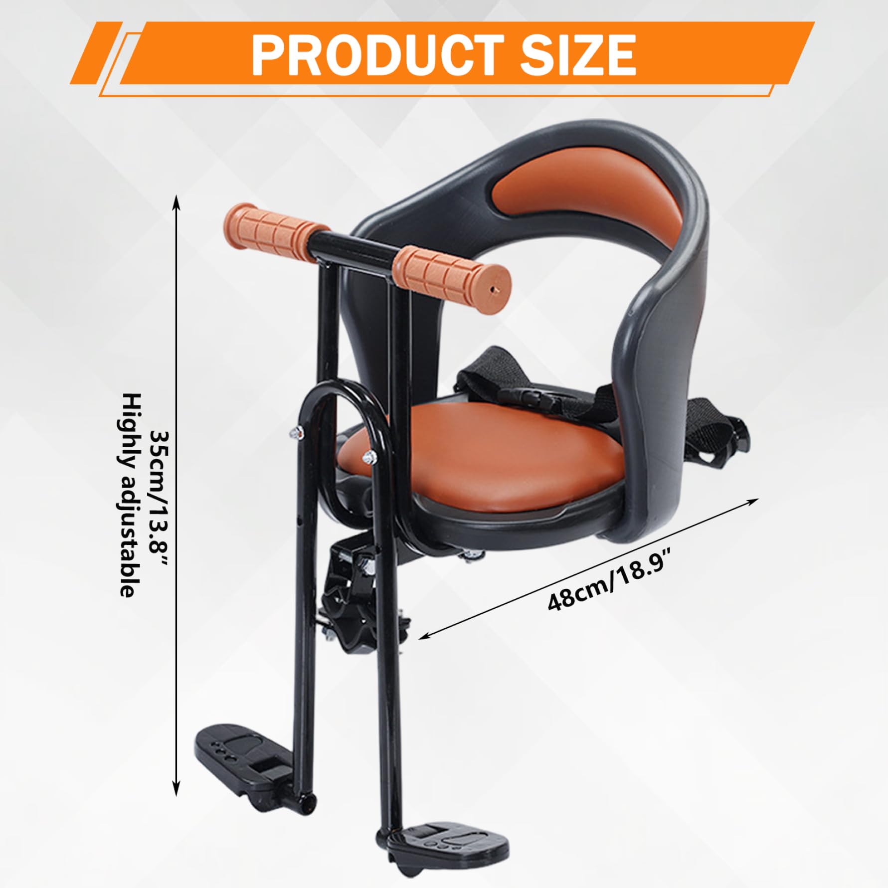 Kids Bike Seat, Thickened Comfort Safety Baby Seat with Handrail Seatbelts Pedal for Toddlers 6-36 Months Old — view 2