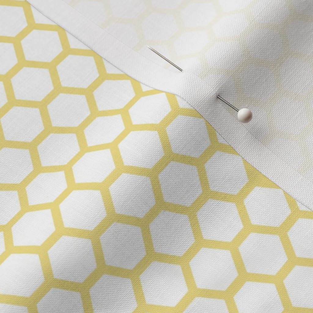 Spoonflower Fabric - Honeycomb Spring Yellow Hexagon Printed on Petal Signature Cotton Fabric Fat Quarter - Sewing Quilting Apparel Crafts Decor