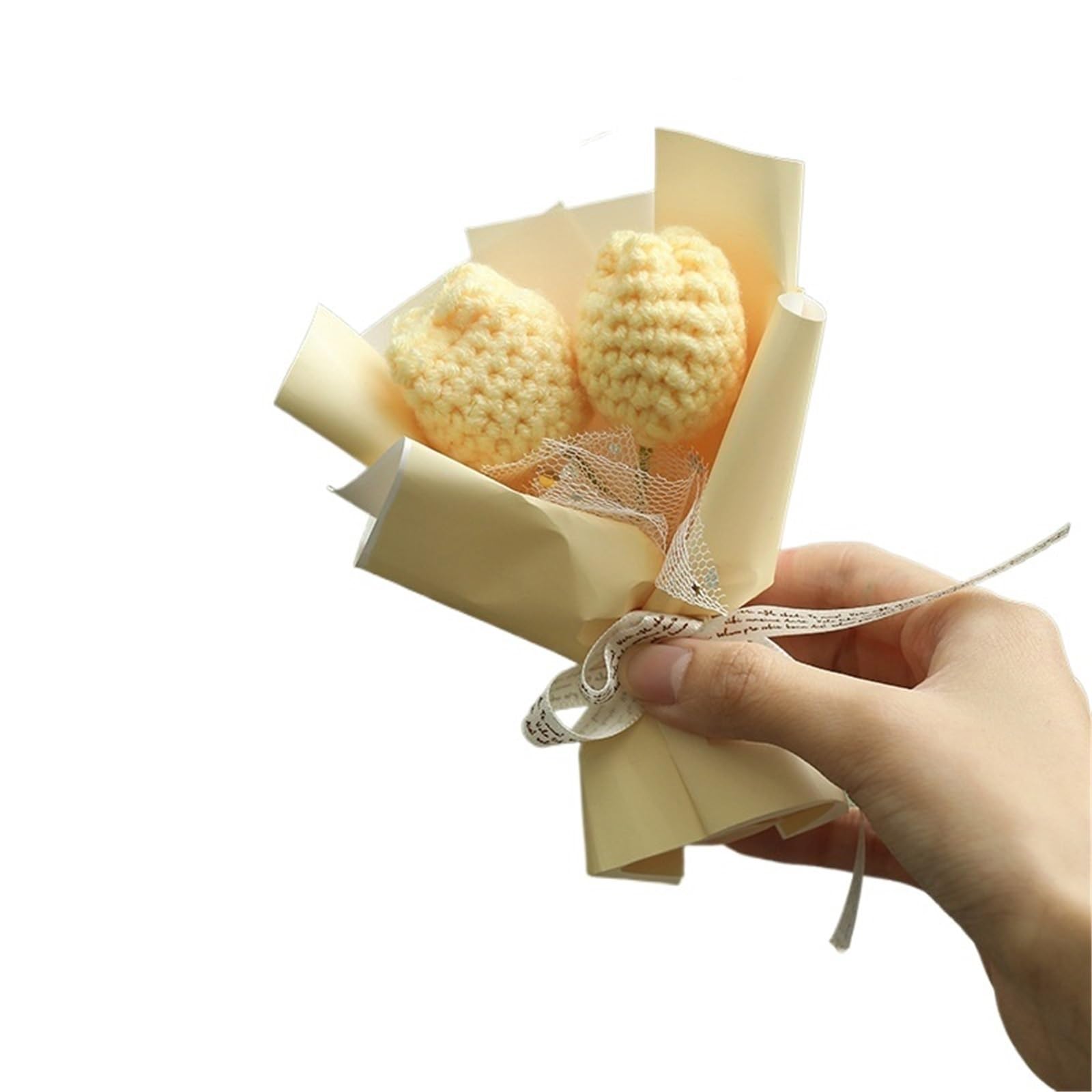 ENWWCH Mini Crochet Flowers Artificial Flower Bouquet Handmade Knitted For Wedding Party For Home(Color6)