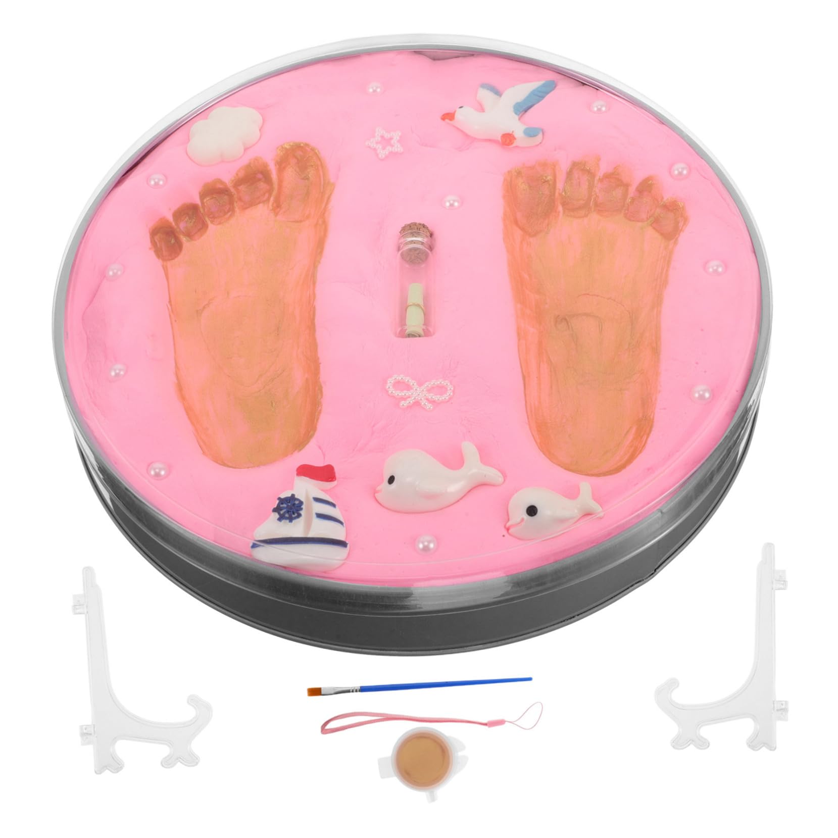Kit D’empreintes de Mains et Pieds de Bébé en Boue Rose