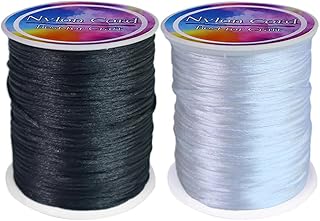 Nylon String for Bracelet Making 2 Roll 218 Yard Black&White Rattail Nylon Cord for Friendship Bracelets,Chinese Knotting,Beading,Macrame,Crafts Jewelry Making Nylon Strings Satin Silk Cord 1.5mm