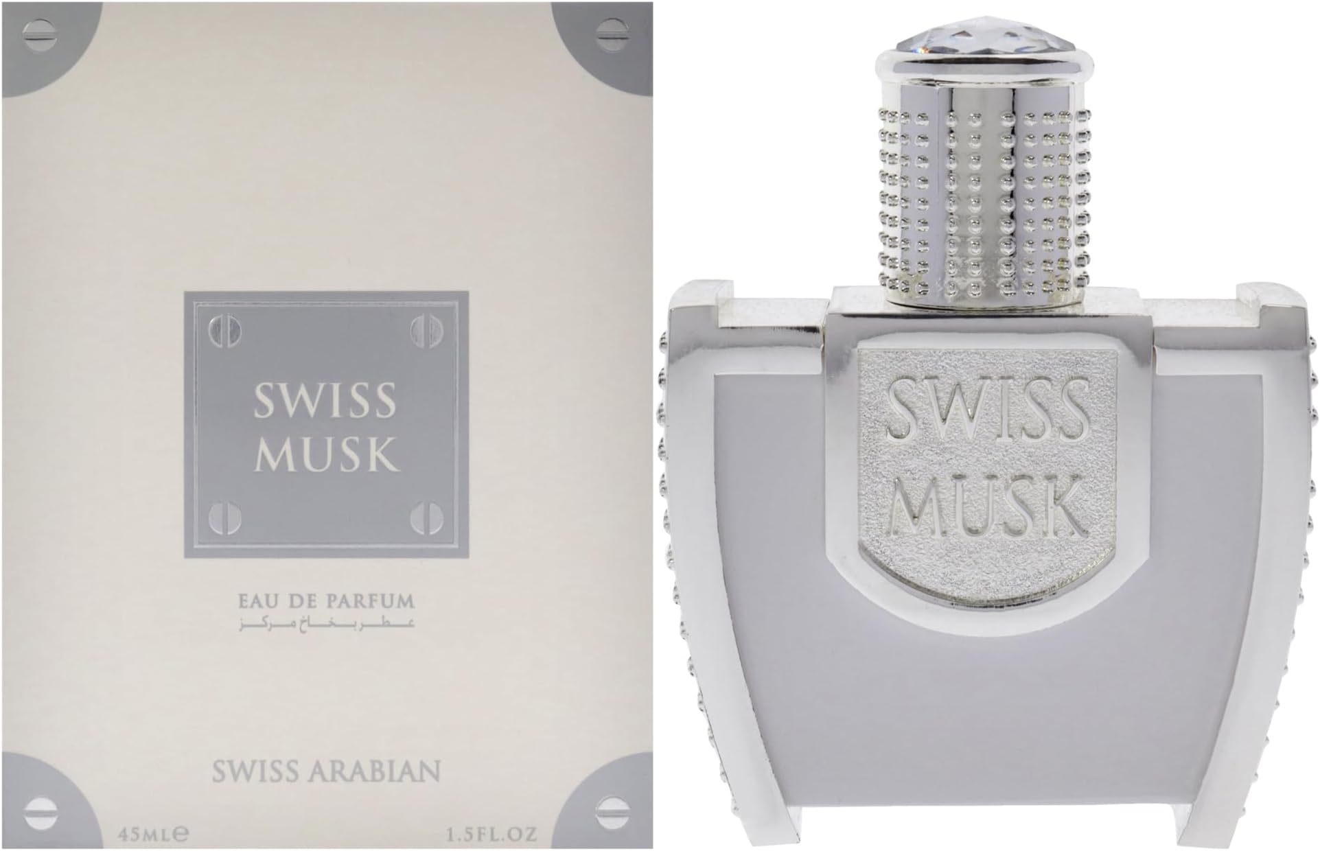 Swiss Musk 45mL, a Unisex Eau de Perfum with woody elements by oud perfume artisan Swiss Arabian