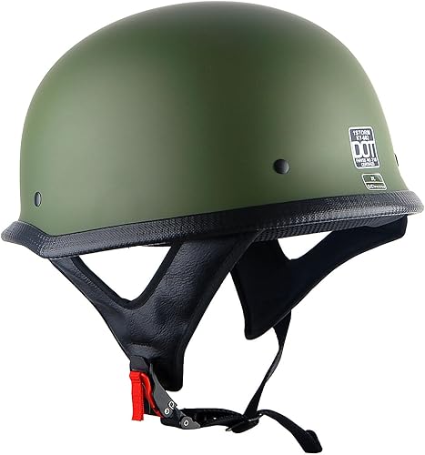Miniatura 7 de 1Storm Casco de motocicleta de media cara de novedad estilo alemán aprobado por DOT HKY602 verde mate