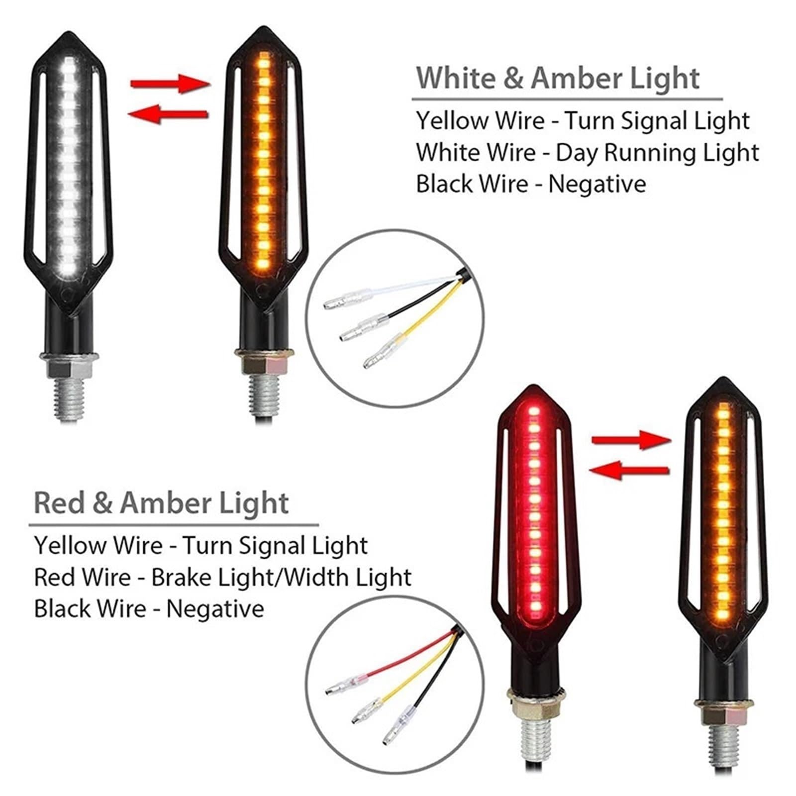 reflektory przednie Motocyklowe światło LED 12V 10mm Migacz światła płynącej wody 24LED Uniwersalny przekaźnik Moto Wbudowany migający wskaźnik świetlny lampą halogenową(4 Pcs)