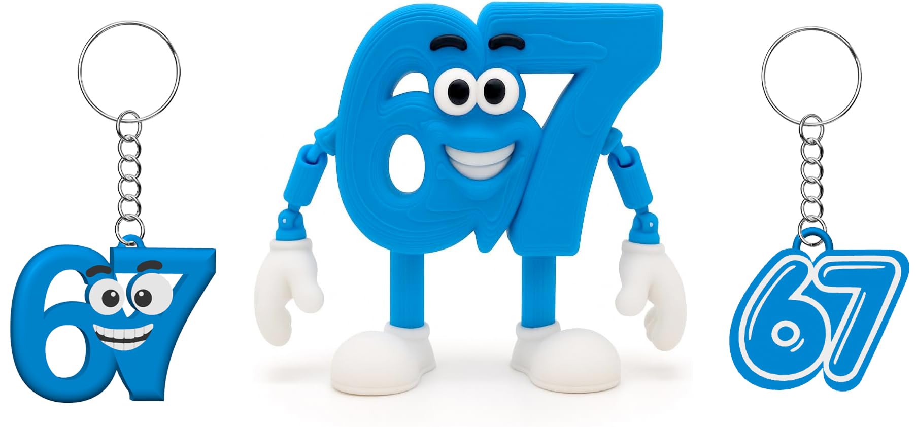 Pack Figura 67 + 2 Llaveros Six Seven – Figura 6 7 Articulada Brainrot Italian Memes 15x10,5 y 2 Llaveros de 9,5x6 cm – Colección Oficial Brainrot- Coleccion Brainrot Italian Memes Oficial Viral Meme