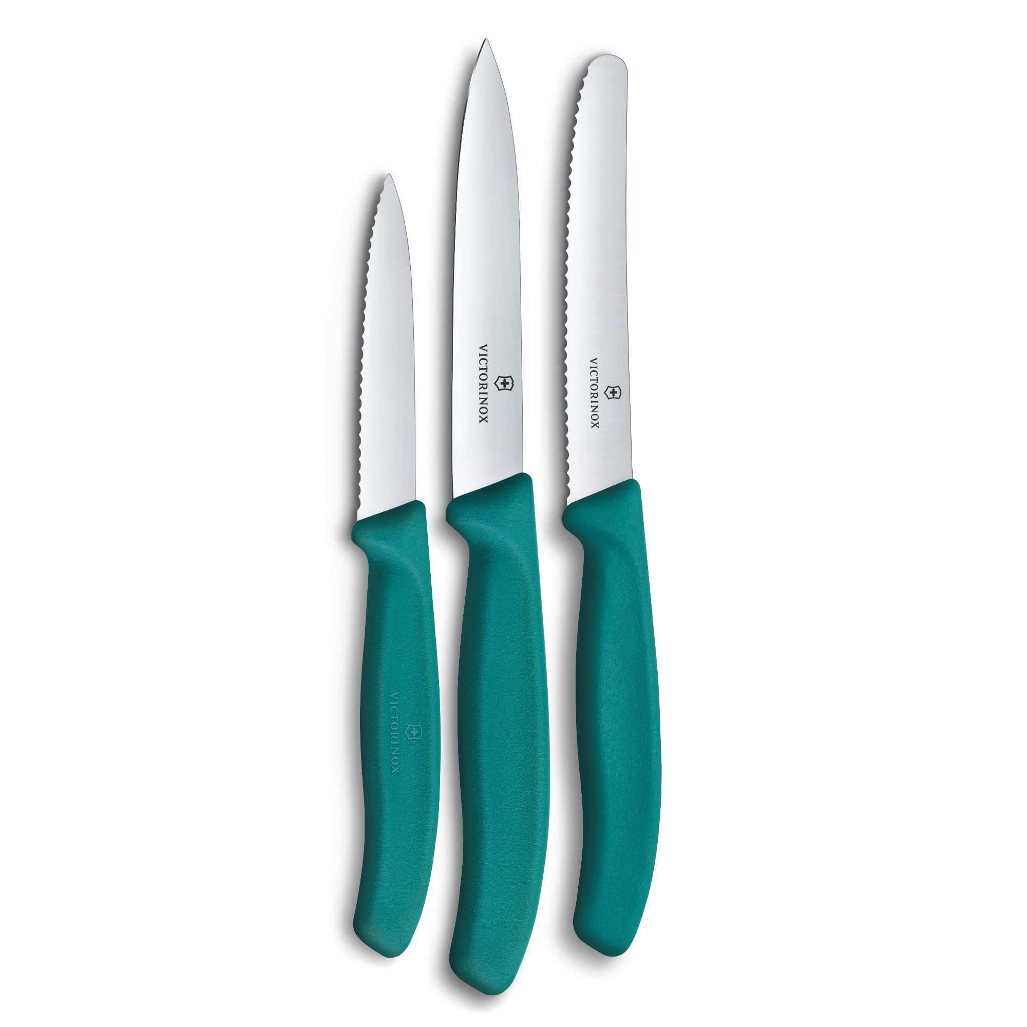 Victorinox Swiss Classic Kitchen Knife Set, 3-piece, paring Knife, Tomato Knife and Breakfast Knife, Robust Plastic Handle, Stainless Steel, Green