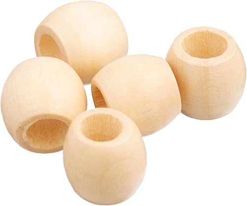 Miniatura 1 de Pepperell Cuentas de madera de barril natural 0.512 in x 0.433 in 18Pkg, 0.512 in por 0.433 in