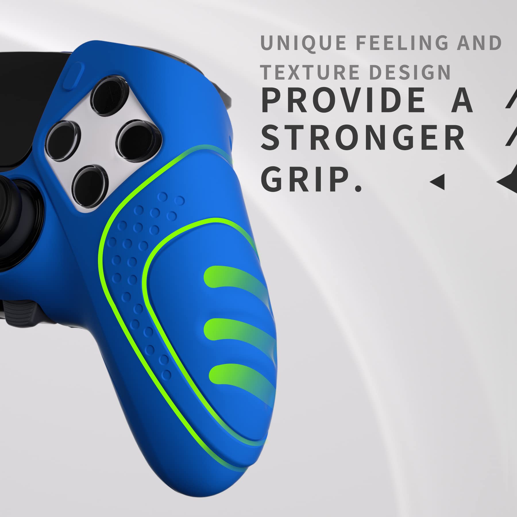 PlayVital Skórki do ps5 Edge Controller,Miękka Silikonowe Ochronne do ps5 Edge,Ergonomiczne Obudowy z Nakładkami Kciuki-Niebieski(Guardian Edition)