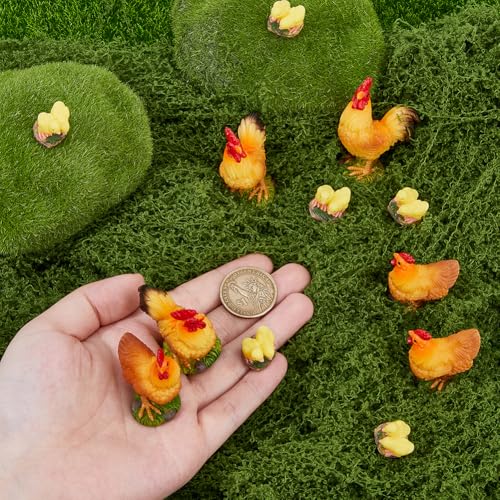 Mini figurines de poulet étanches, décoration miniature robuste pour pot de fleur et bureau - 4