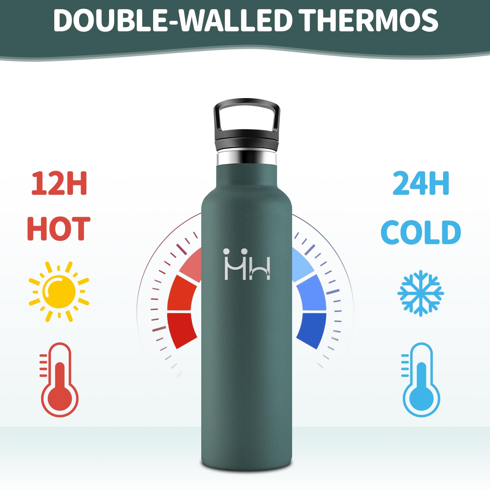 Borraccia Termica 750ML, Senza BPA, Borraccia Termica Con Cannuccia, Acciaio Inossidabile 18/8, Bottiglia Termica A Prova Di Perdite, Borraccia Acciaio Inox Per Scuola, Palestra, Sport, Bici