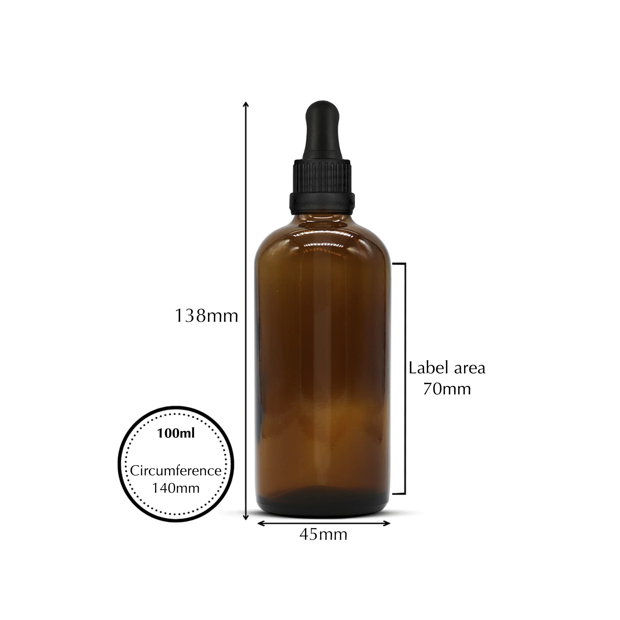 105 x 100 ml bernsteinfarbene Glasflaschen mit Glas-Augentropfer, manipulationssichere Pipetten, Großhandel, bernsteinfarbene Braunglasflaschen, Tropfflaschen, nachfüllbar, für ätherische Öle, Parfüm,