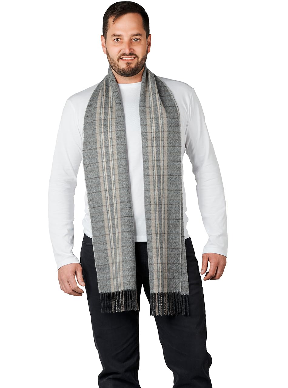 Bufanda de franela a cuadros de tartán, 100% lana de alpaca bebé, unisex, sin tintes, totalmente natural, un accesorio elegante o regalo para cualquier hombre o mujer (Porter & Stone) 4