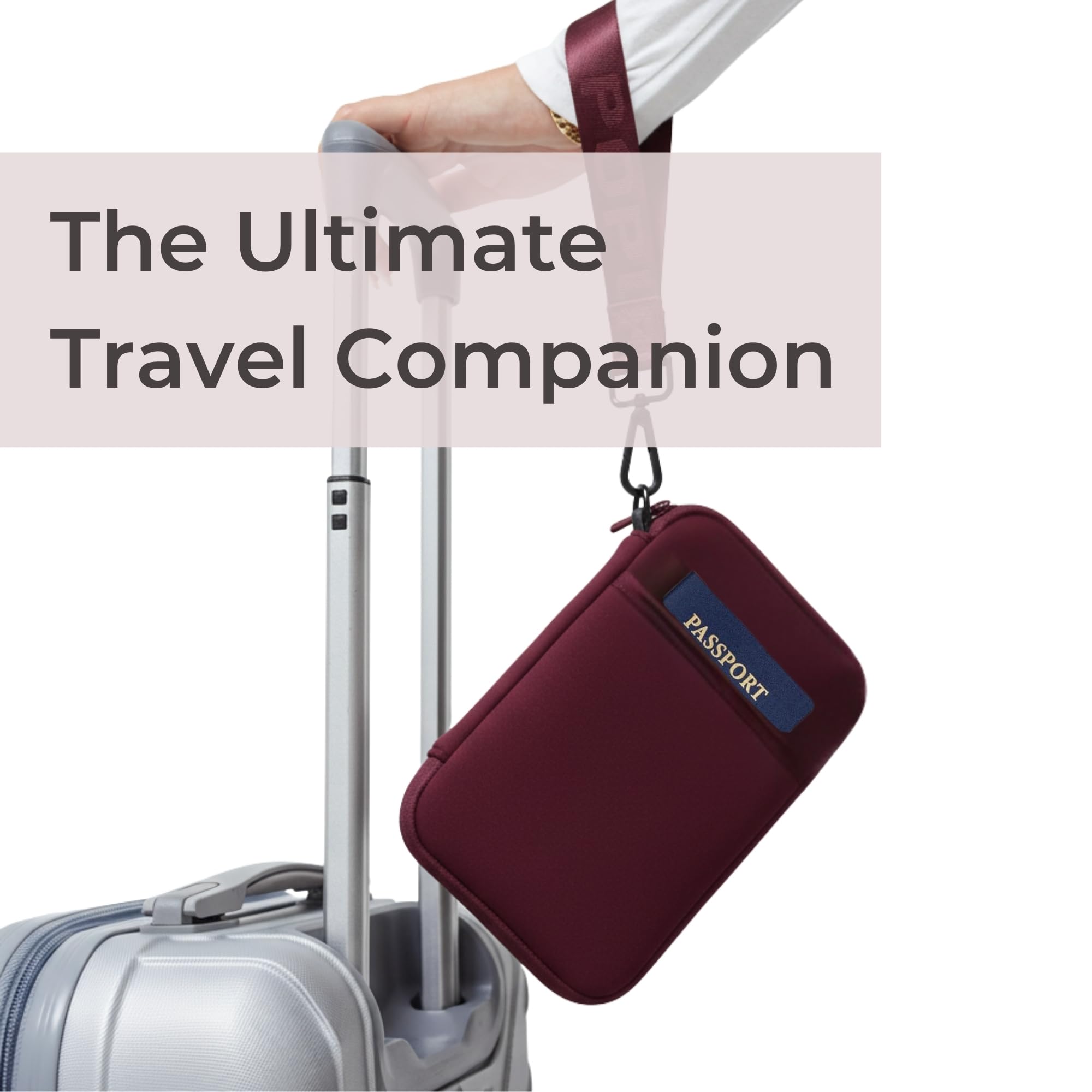 POPUPS Cartera de viaje para pasaporte para mujer, organizador de documentos grande y soporte con pulsera, Baya, Popups Brand Basic - Bolsa grande de neopreno