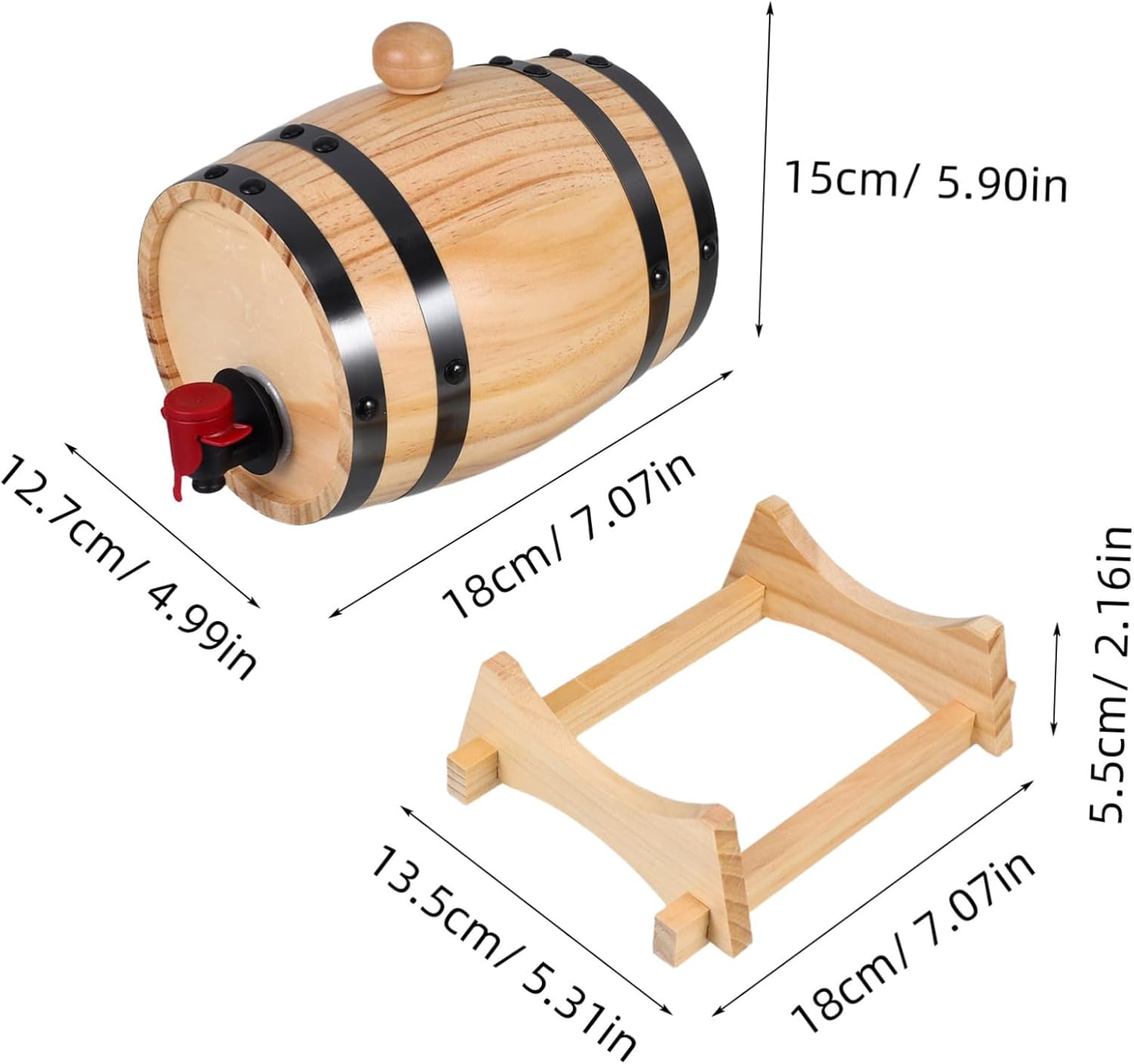 Ciieeo Whiskey Dispenser Oak Aging Container with Spigot Tap Versatile Beverage Serving for Home Bar Wine Storage and Beer Aging