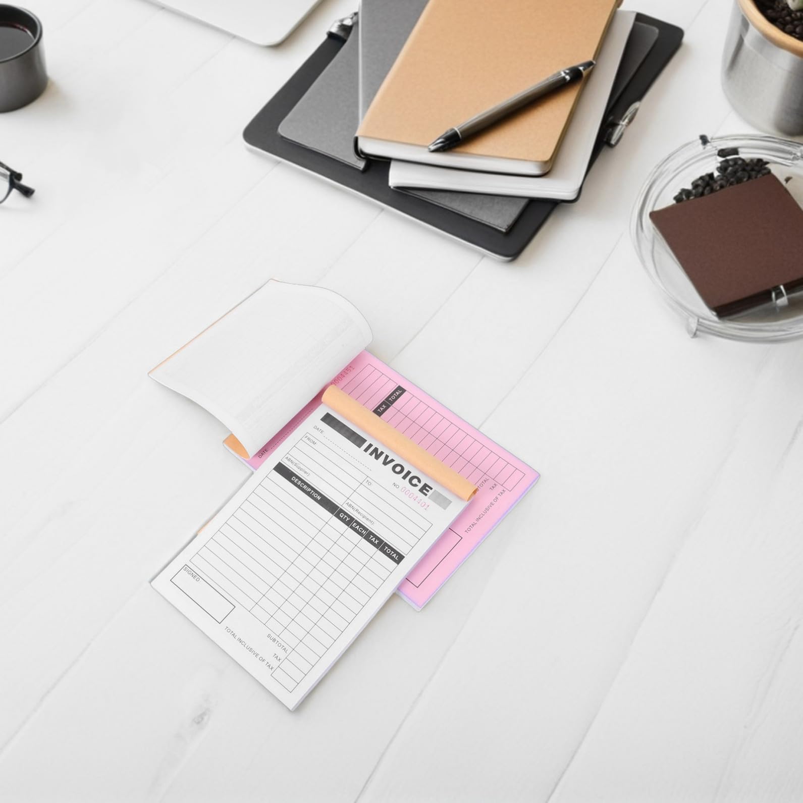 2-fach Lieferschein und Rechnungsblock aus Papier 5 Stück mit Schreibunterlage Kompakt und Handlich für Kleine Unternehmen und Boutiquen