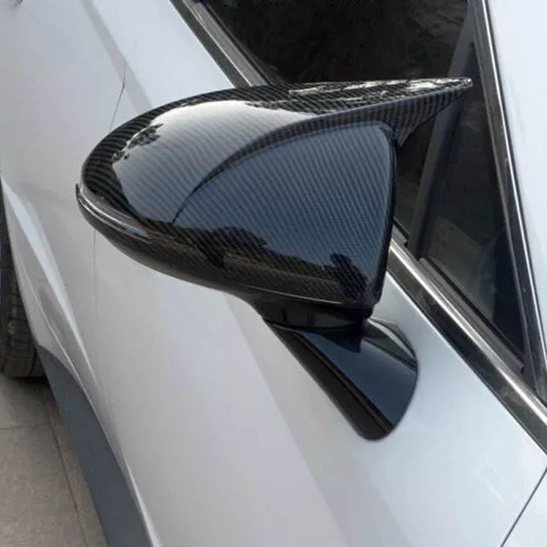 XITER 2PCS ABS Plastic ox Horn Side Mirror Cover Exterior Decoration Rearview Mirror Guard Cover Trim for Hyundai 10th Sonata 2020-2023 Accessories (With Turn Signal,Carbon Fiber)