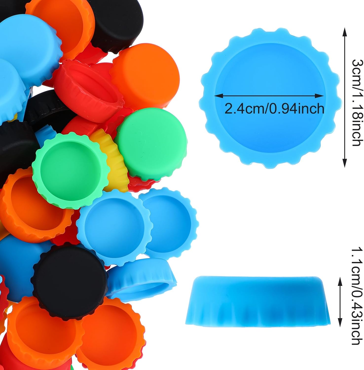 180 PCS Silicone Rubber Bottle Caps, 6 Colors Reusable Beer Caps for Home Brewing Beers, Soft Drink, Wine & Beer Bottles, Soda Bottles Kitchen Gadgets