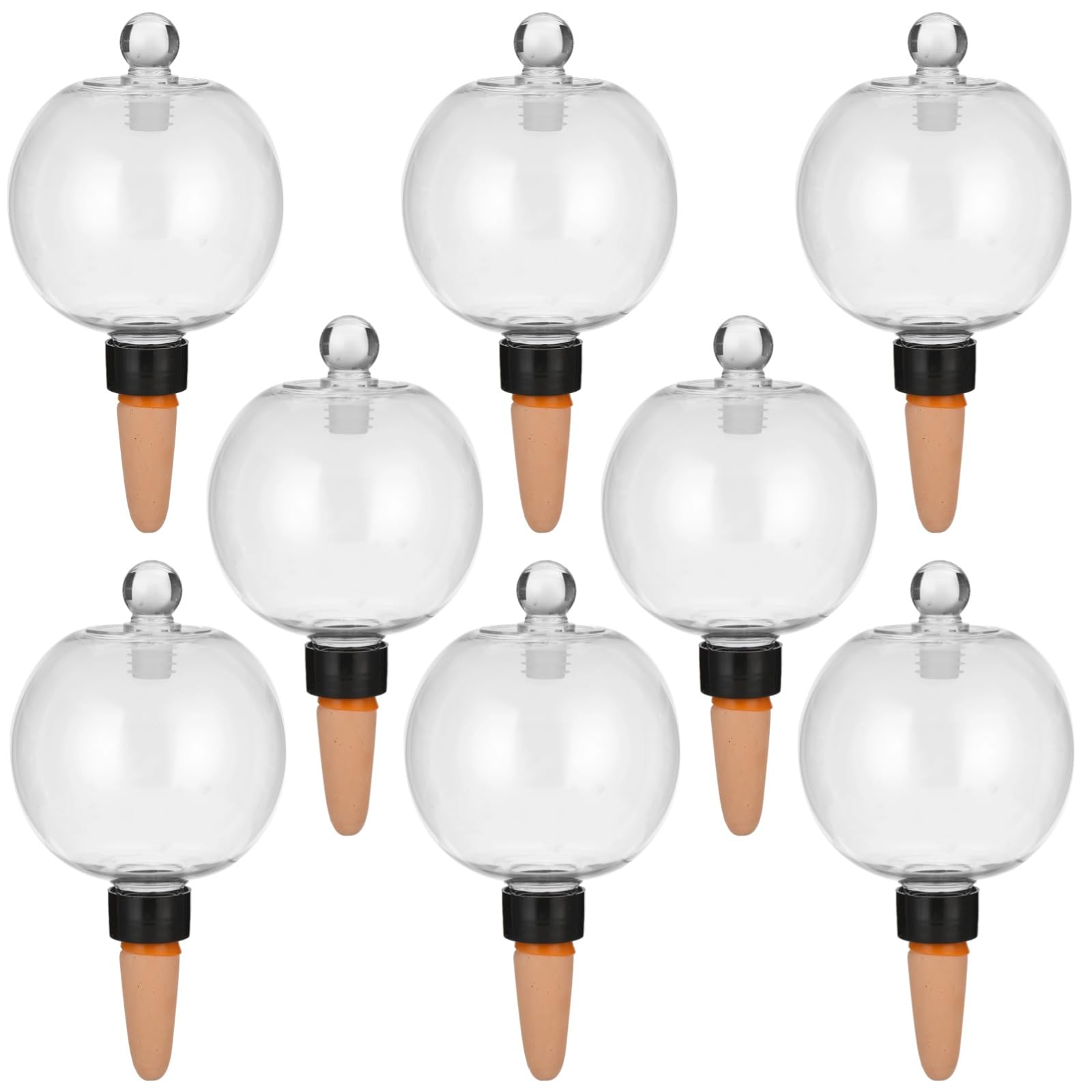 Lot de 8 grands globes d'arrosage automatique pour plantes, ampoule d'arrosage à libération lente avec piquet en céramique, orbes d'eau en plastique à remplissage supérieur, insert