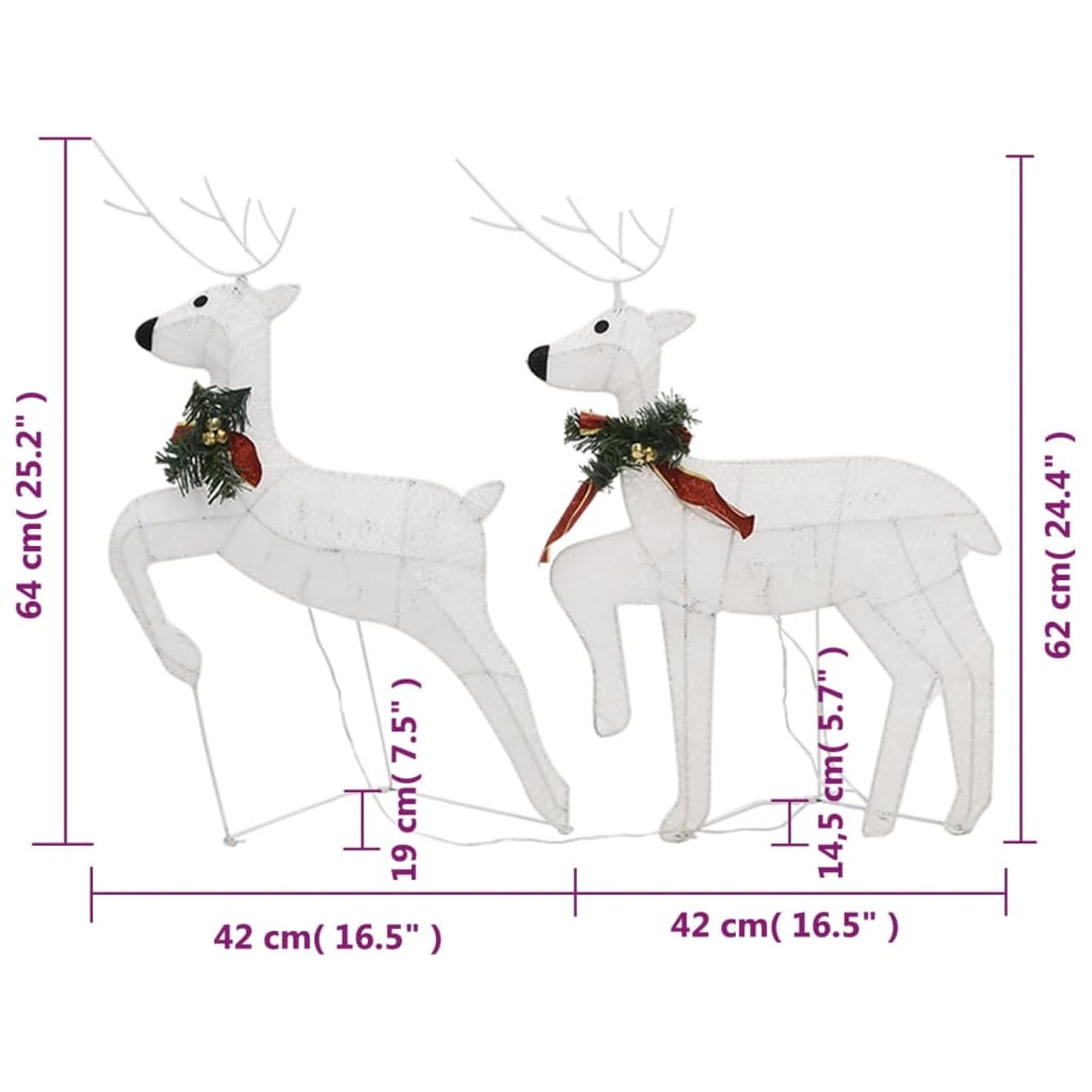 Gecheer LED-Rentiere 4 STK. Weiß 80 LEDs, Weihnachtsdekoration für Weihnachtsmarkt Festliche Eventdekoration Garten Rasen Terrasse Vorgarten Fassade3154270