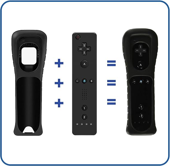ECSiNG 2Pcs Controller Silicone Protective Case Cover Compatible with Nintendo Wii Remote Controller With Motion Plus, Black & White