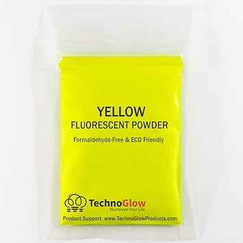 Fluorescent UV Powder Pigment | Black Light Reactive | Formaldehyde-Free & ECO Friendly | Multi-Purpose Use Tint Dye 0.5 oz, Yellow