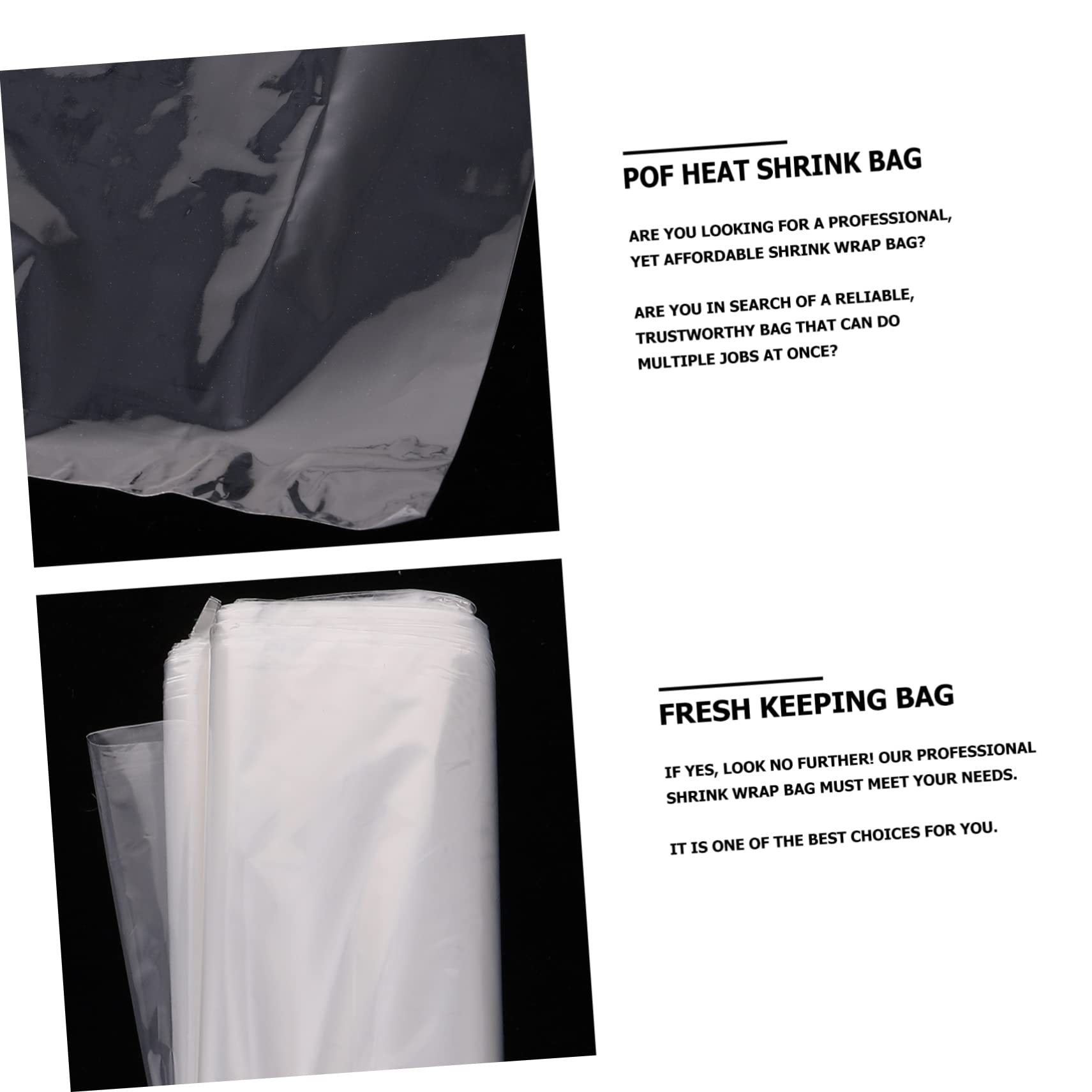 HOMOCONO 200pcs Heat Shrink Bag Shrink Film Wrap Packaging Bag for High Transparency Soft Sturdy Heat Shrink Films Bags