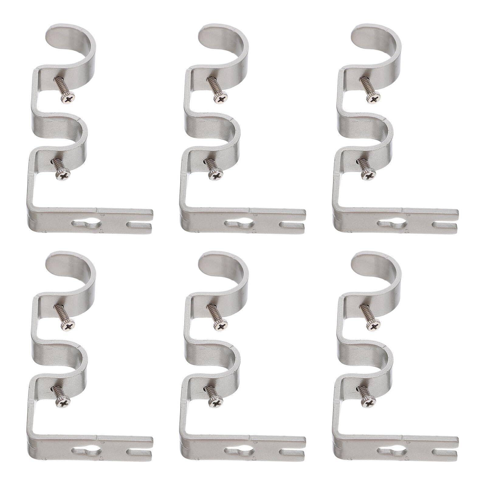 BESPORTBLE 6pièces Supports de Tringle à Rideaux Réglables Lot pour Fixation Murale avec Support Central Métallique et Crochets