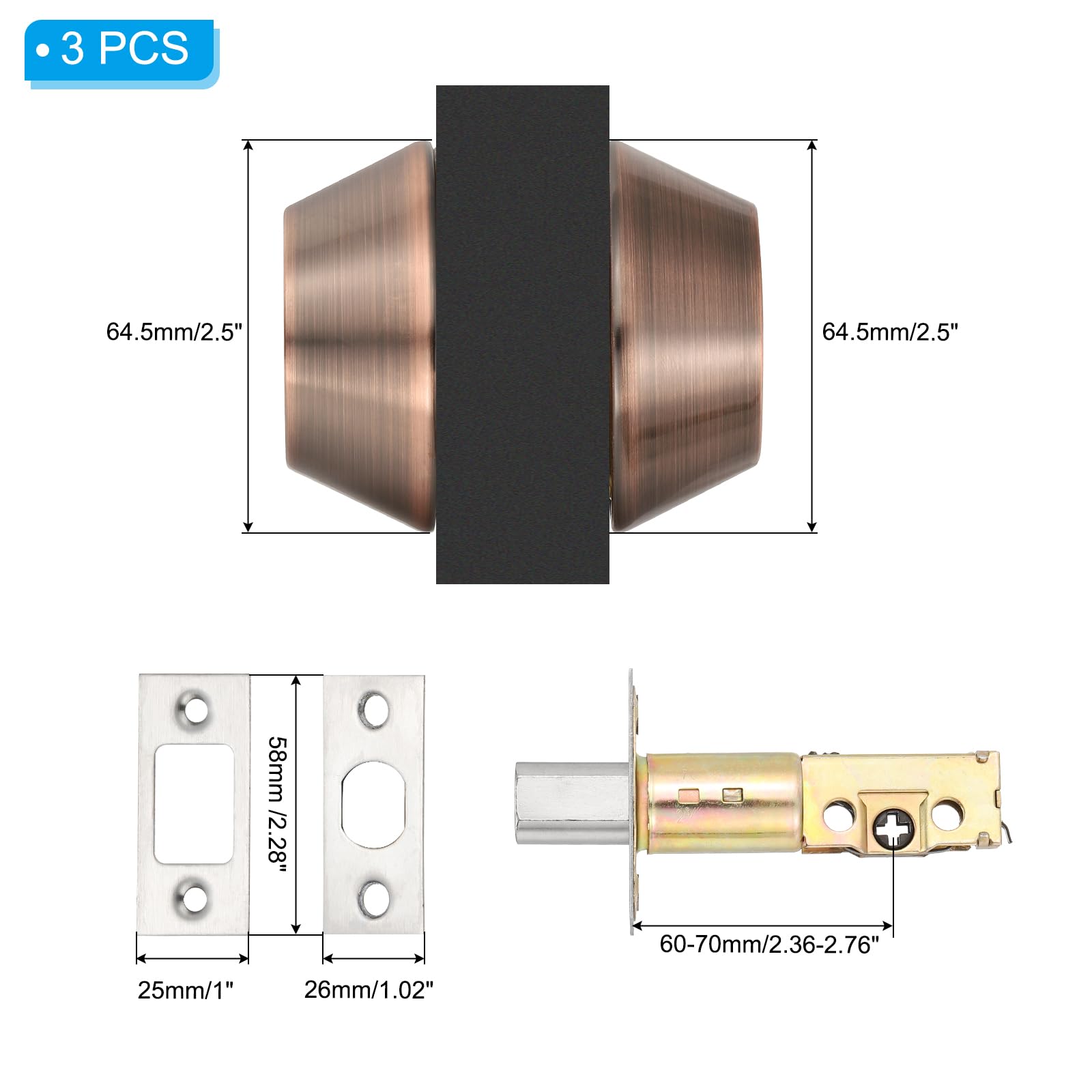 PATIKIL Keyed Alike Double Cylinder Deadbolts - Image 2