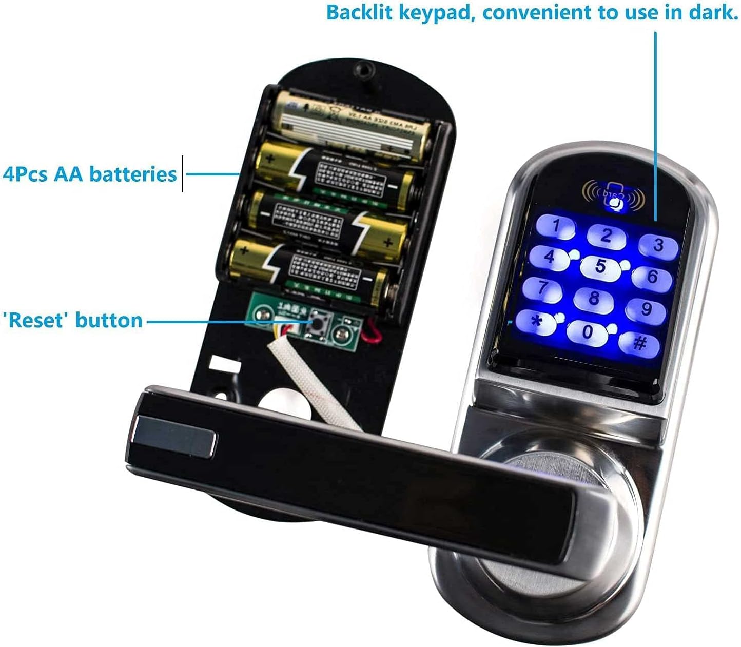 ARDWOLF A30 Keypad Door Lock battery compartment and reset button