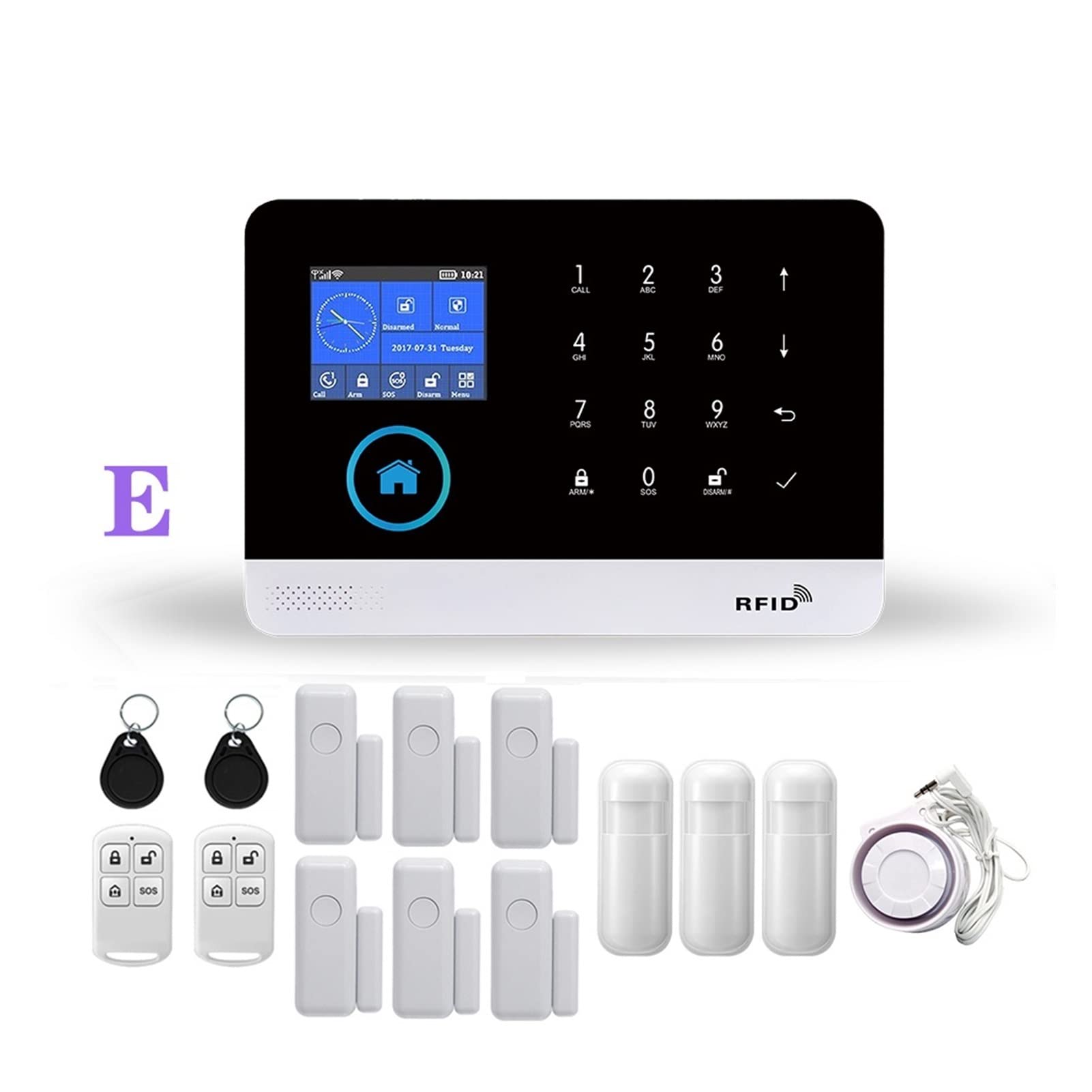 Sistema de Alarma DIY de Seguridad para el hogar, WiFi gsm Sistema inalámbrico de Alarma de Seguridad antirrobo Inteligente con Sirena Exterior/Interior Sirena Sirena Vida Inteligente Aplicación de